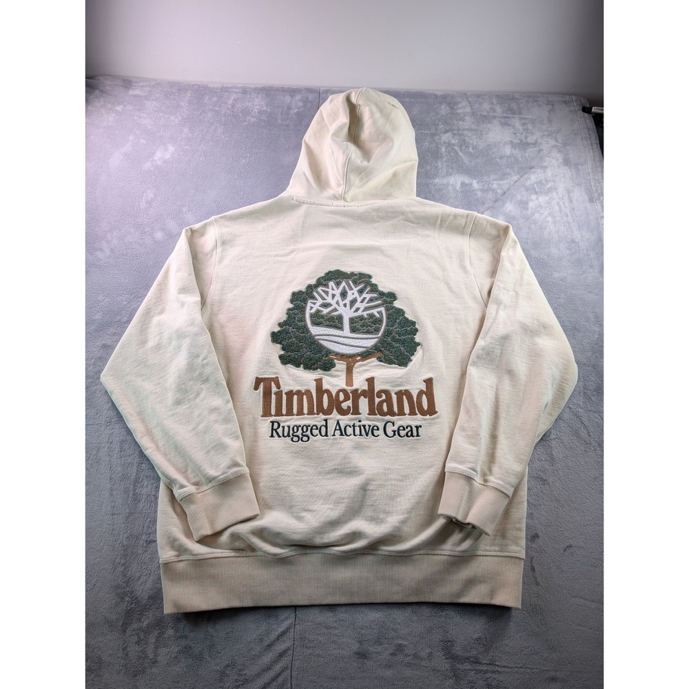 Timberland Mens Authentic Fit Hoodie Cream Embroidered Logo XL TB0A5MG6